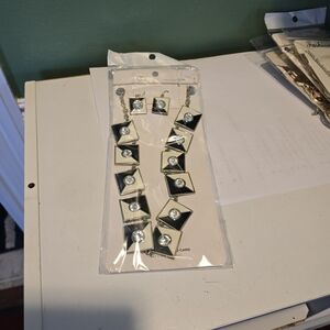 Stylish Black and Silver Geometric Necklace and Earring Set